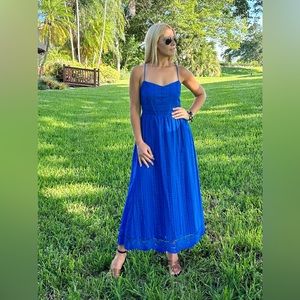 NWT ZARA OPENWORK EMBROIDERED DRESS BLUE - MEDIUM $90